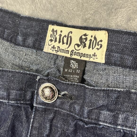 RICH KIDS Denim Co. Men's Blue Straight Leg Embroidered Jeans 42 X 32 - Picture 7 of 8